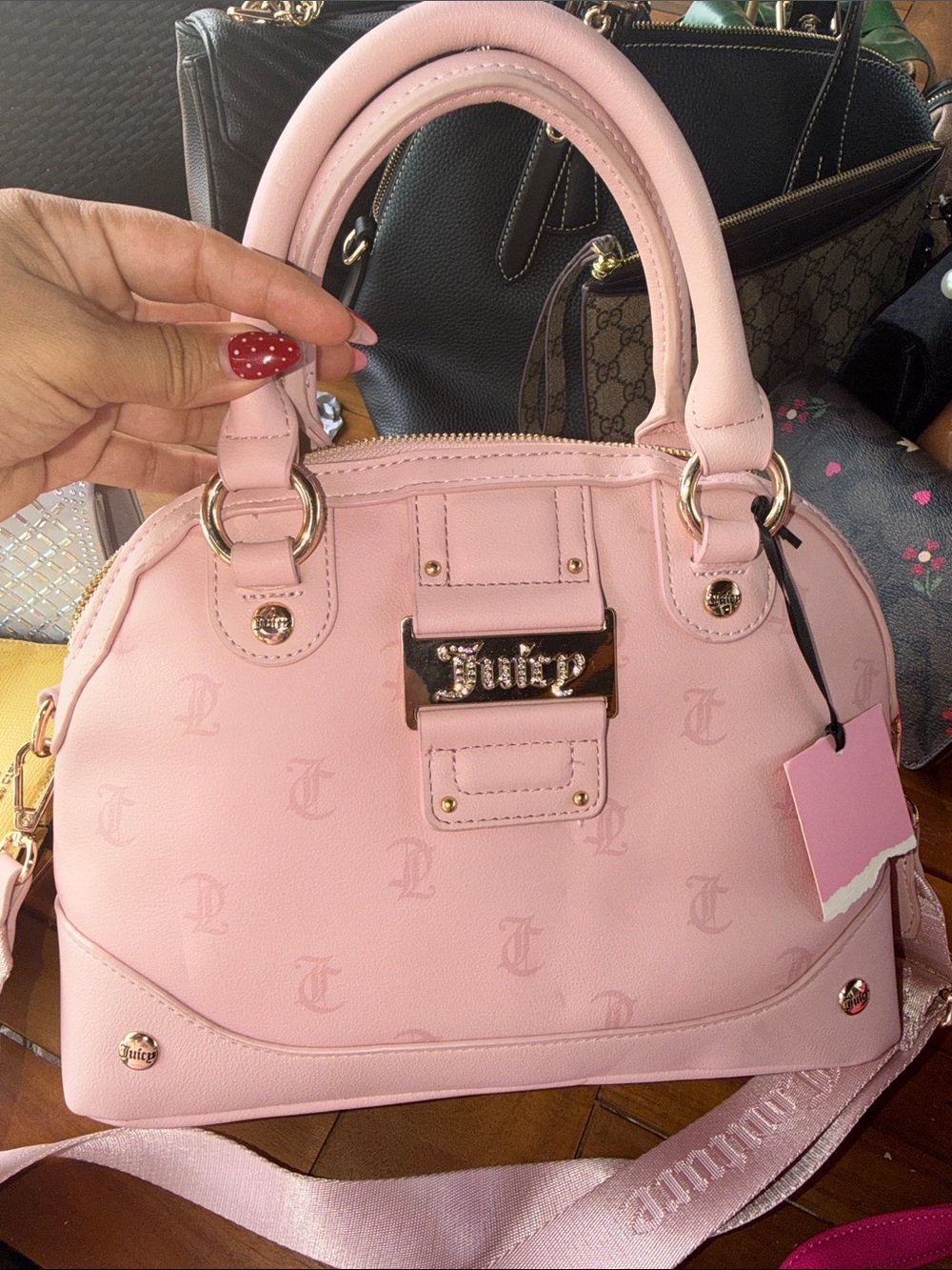 Juicy Couture Light Pink Dome Satchel with Gold Hardware